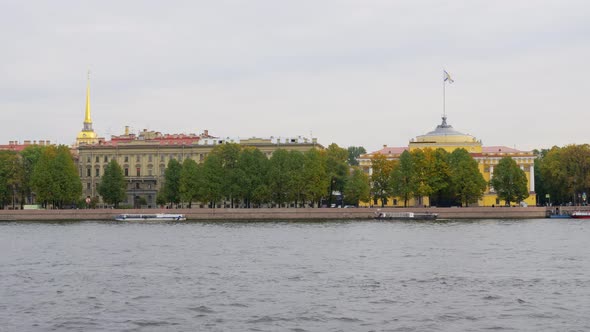 View on Buildings in Saint Petersburg From River in Autumn Day