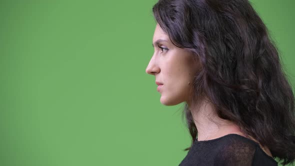 Profile View of Young Beautiful Woman alt