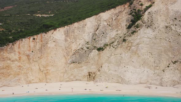 Drone view of Porto Katsiki beach at Lefkada islands, Greece