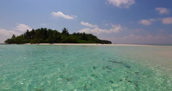 Natural aerial clean view of a paradise sunny white sand beach and blue water background in best qua alt