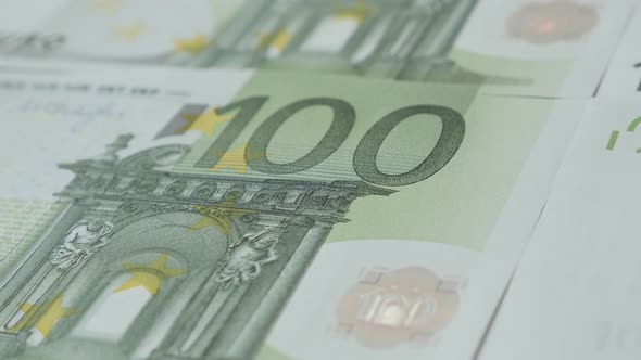 Lot of 100 denomination European Union paper currency  slow pan 4K 2160p 30fps UltraHD    footage -  alt