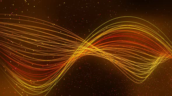 Yellow Color Technology Data Particle Ribbon Line Animated alt