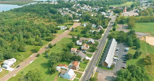 Aerial View of Pond Near the Sayreville New Jersey Small American Town Residential Community alt