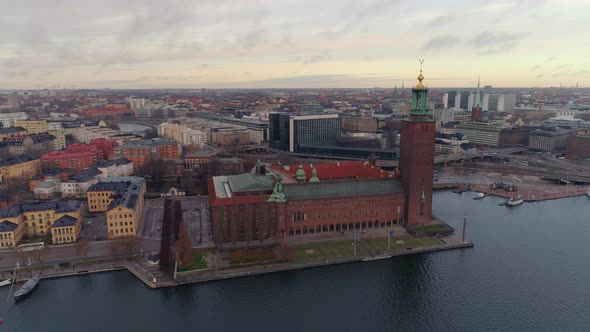 Drone Shot of Stockholm City Hall