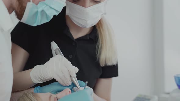 The work of a dentist. Healthcare and medicine concept alt