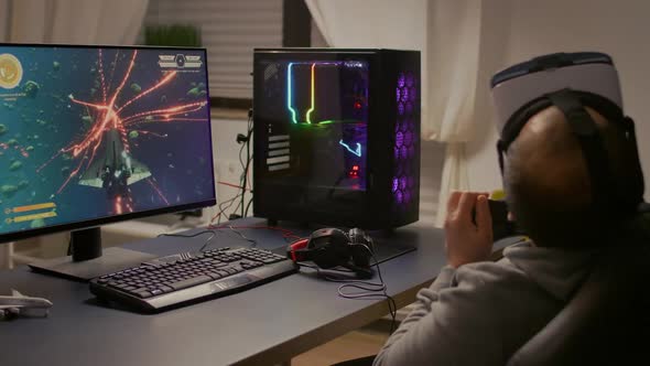 Pro Player with Headphones Losing Video Game alt