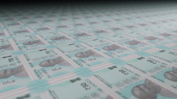 50 Indian rupees bills on money printing machine. alt