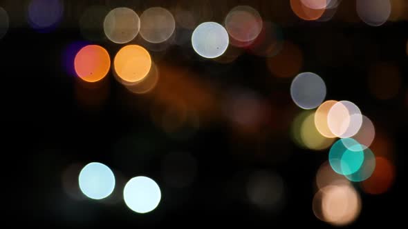 Car Lights at Night (Bokeh) (Stock Footage)