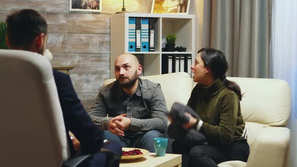 Mad Boyfriend on His Wife at Couple Therapy alt