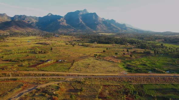 Aerial view of the Morogoro town in  Tanzania alt