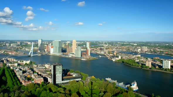 View of Rotterdam City and the Erasmus Bridge Erasmusbrug alt