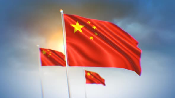 China Flags Background 4K