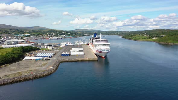 Huge Cruise Ship Visiting Killybegs Harbour in County Donegal Ireland alt