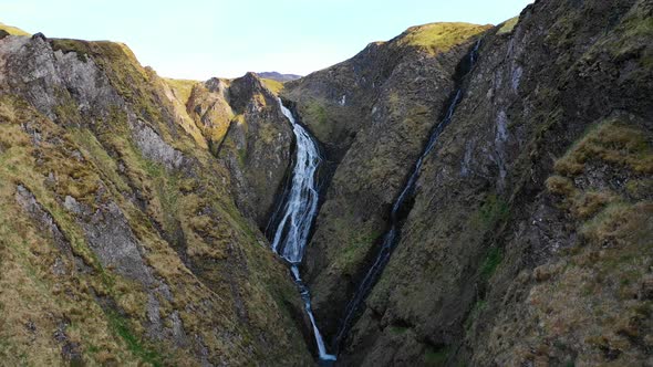 Aerial view of a river streaming along the valley, Alaska, United States. alt
