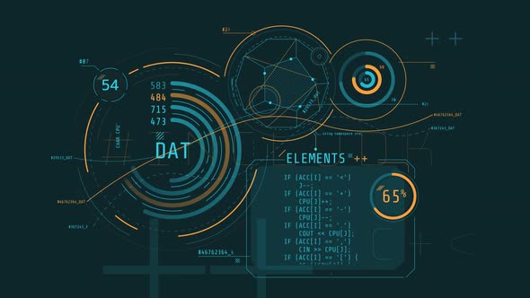 Animated Poster With Abstract Data In HUD Style 4K
