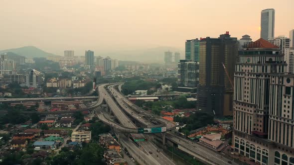 Kuala Lumpur city Highway on sunset in Malaysia. alt