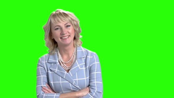 Smiling Business Woman on Green Screen alt