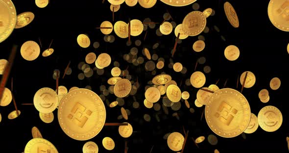 Binance BNB cryptocurrency looped flight between golden coins alt