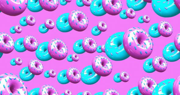 Minimal motion 3d art. Creative donuts seamless animation pattern
