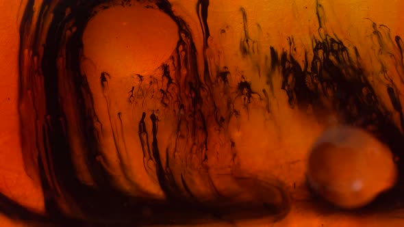 Yellow And Red Oil Texture Floats In Dirty Water, Horrors In Water