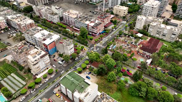 Colorful Panorama over the city Aerial View 4 K Alanya Turkey alt