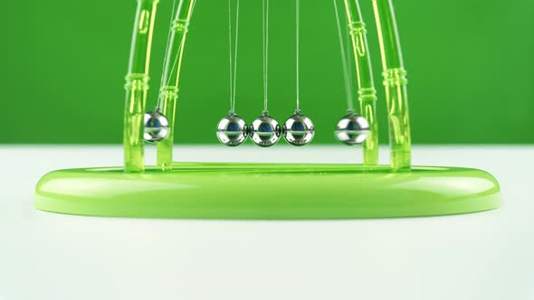 Green Pendulum Balls Newton On White Green Background 2.