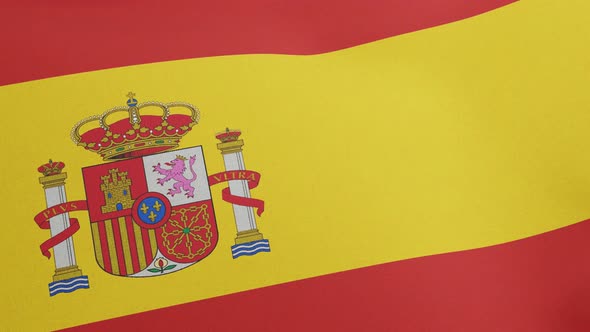 National Flag of Spain Waving Original Size and Colors 3D Render Spain Flag or Bandera De Espana alt