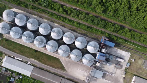 Modern Grain Silo Elevator View From a Height and From Different Angles