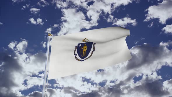 Massachusetts Flag With Sky alt