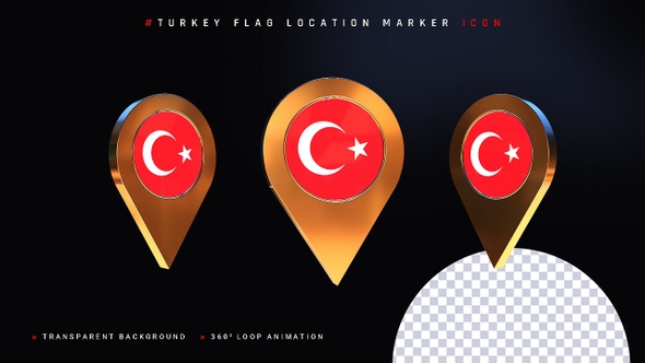 Turkey Flag Location Marker Icon