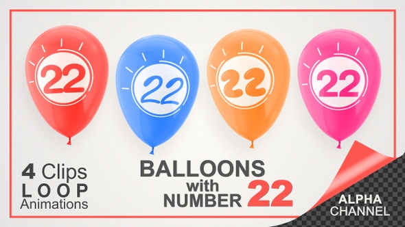 Balloons With Number 22 / Happy Twenty-Two Years Old
