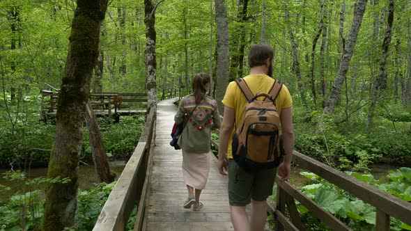 Couple Walking Along a Forest Path