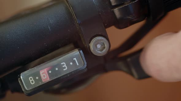 Clicking Gear Shifter on Handle Bar of Mountain Bike. Close Up