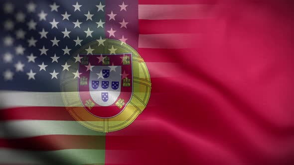 USA Portugal Flag Loop Background 4K