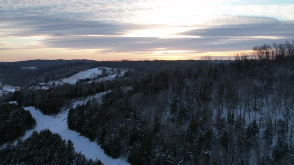 Snowy Kentucky Hill Drone Timelapse