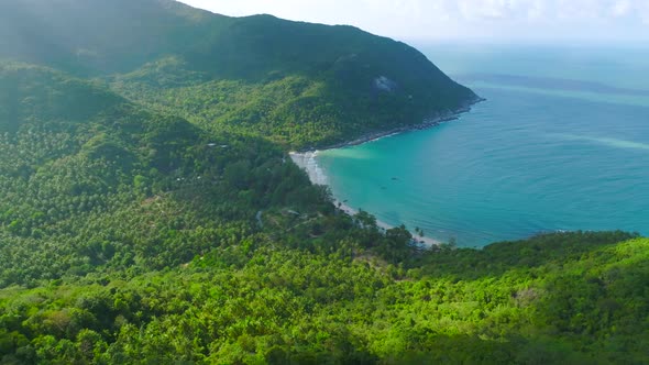 Aerial View of Bottle Beach and Viewpoint in Koh Phangan Thailand alt