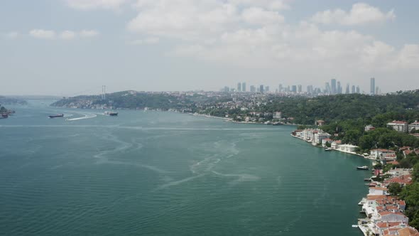 Istanbul Bosphorus And Waterside Houses Aerial View