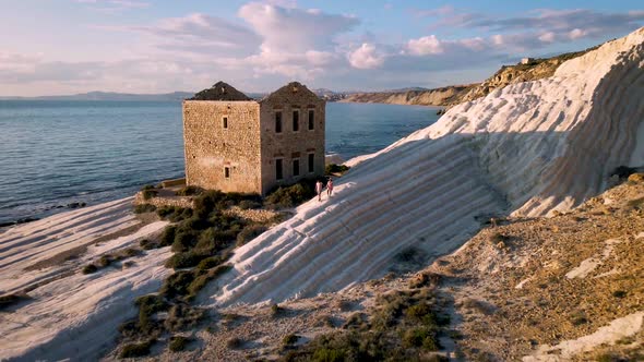Punta Bianca Sicily Agrigento White Cliffs Coast with Abdonned House in Siclia alt