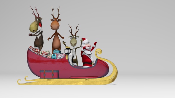 Funny Crazy Santa Claus and Deer alt