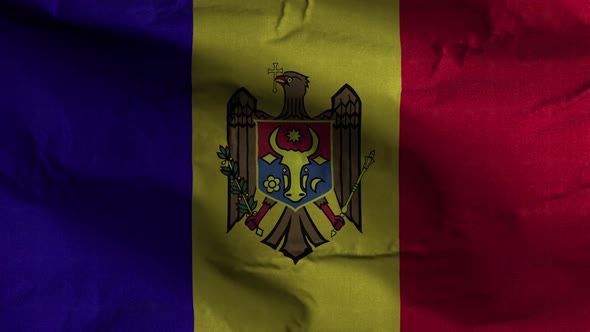 Moldova Flag Textured Waving Background 4K alt