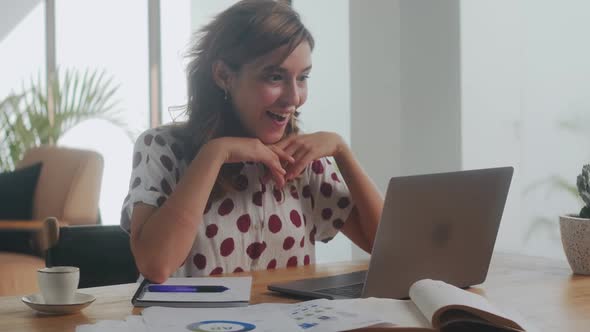 Excited Young Woman Celebrate Work Success or Online Win Received Good News alt