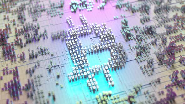 Bitcoin Logo in the Form of a Microcircuit alt