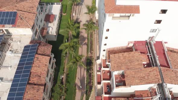 Aerial drone footage of the beautiful beach and coastal area of Puerto Vallarta in Mexico alt