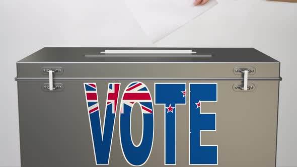 Ballot Box with Flag of New Zealand and VOTE Word alt