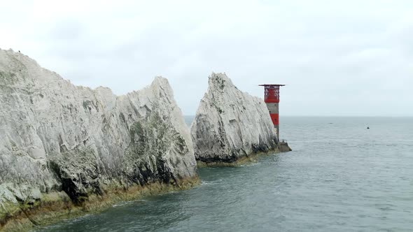 The Isle of Wight Needles a Natural Chalk Coastal Feature with a Lighthouse alt