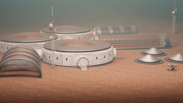 Planetary rover heading to cosmic base. Test vehicle returns to the space base. alt