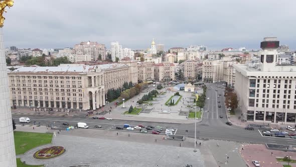 The Symbol of Kyiv, Ukraine - Independence Square Aerial View, Slow Motion alt