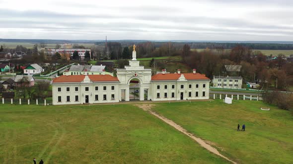 Ruzhansky Palace and the Ruins of the Facade of an Abandoned Ruined Building of an Ancient Castle of alt