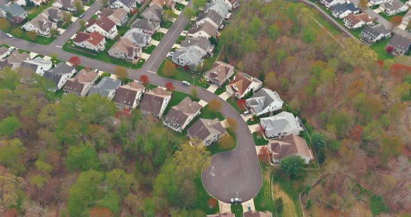 Aerial Over View Beautiful Small Green Town in Monroe New Jersey Seasonal American Landscape alt