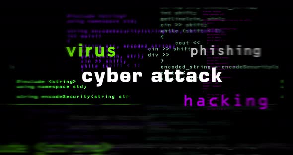 Cyber attack media and abstract screen seamless looped
